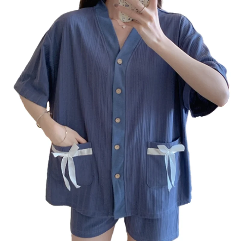 Pari Pižamo Nastavite Ženska Kratka sleeved Majice, Hlače, Bombaž Poletje Jopico Človek Doma Oblačila Sleepwear