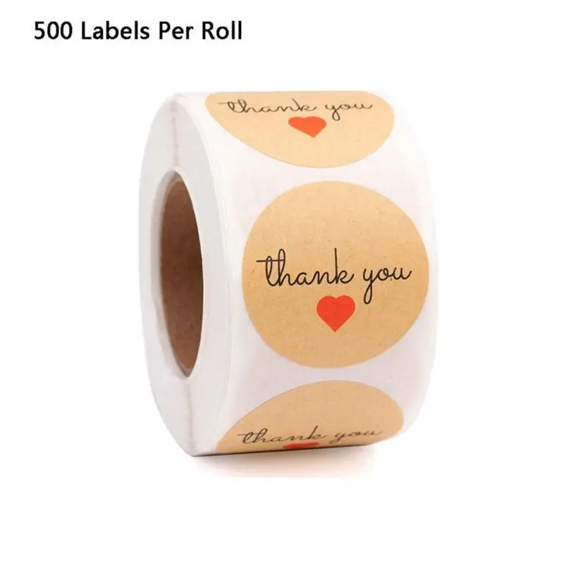 500pcs Domače Hvala Kraft Nalepke Krog Pečat Etikete za Majhna Trgovina Ročno