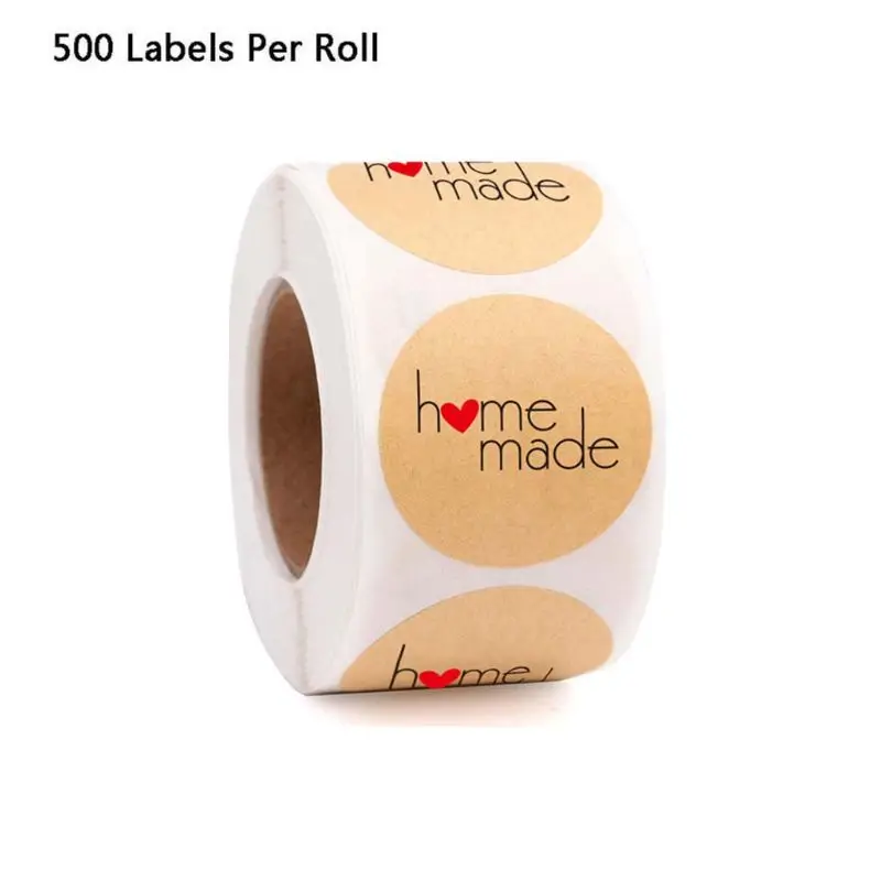 500pcs Domače Hvala Kraft Nalepke Krog Pečat Etikete za Majhna Trgovina Ročno