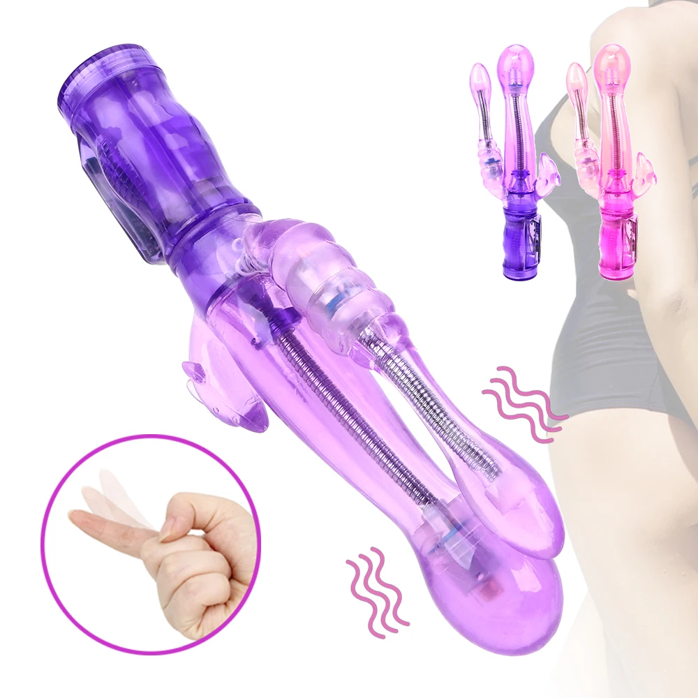 Dildo, Vibrator za Odrasle Izdelkov G-spot Massager Trojno Vibracije Rabbit Vibrator za Klitoris Vagine Stimulator Spolnih Igrač za Ženske