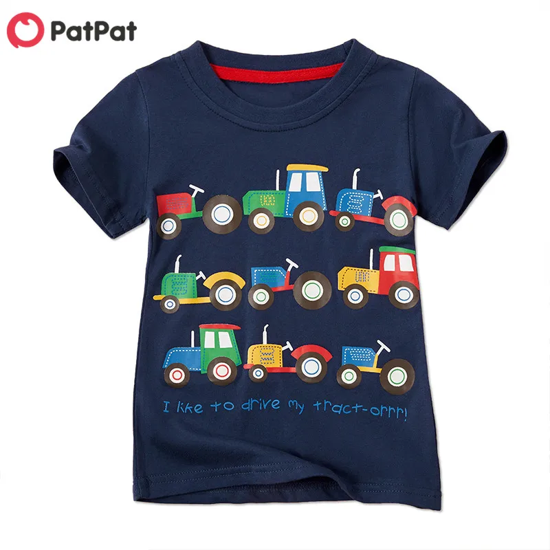 PatPat 2020 Nove Priložnostne Lep Traktorji Tiskanja Kratek rokav Tee za Dojenčka in Malčka, Fantje, Otroci Obleke Poletje Natisnjeni Avto Vrhovi