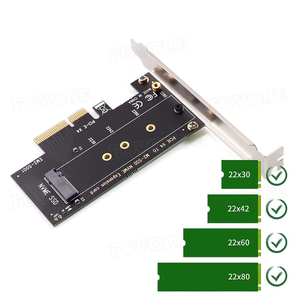 NVMe PCIe za M2 Adapter M. 2 2230 2242 2260 2280 SSD PCI-e 3.0 Pretvornik Kartica Podpora X4 X16, X8