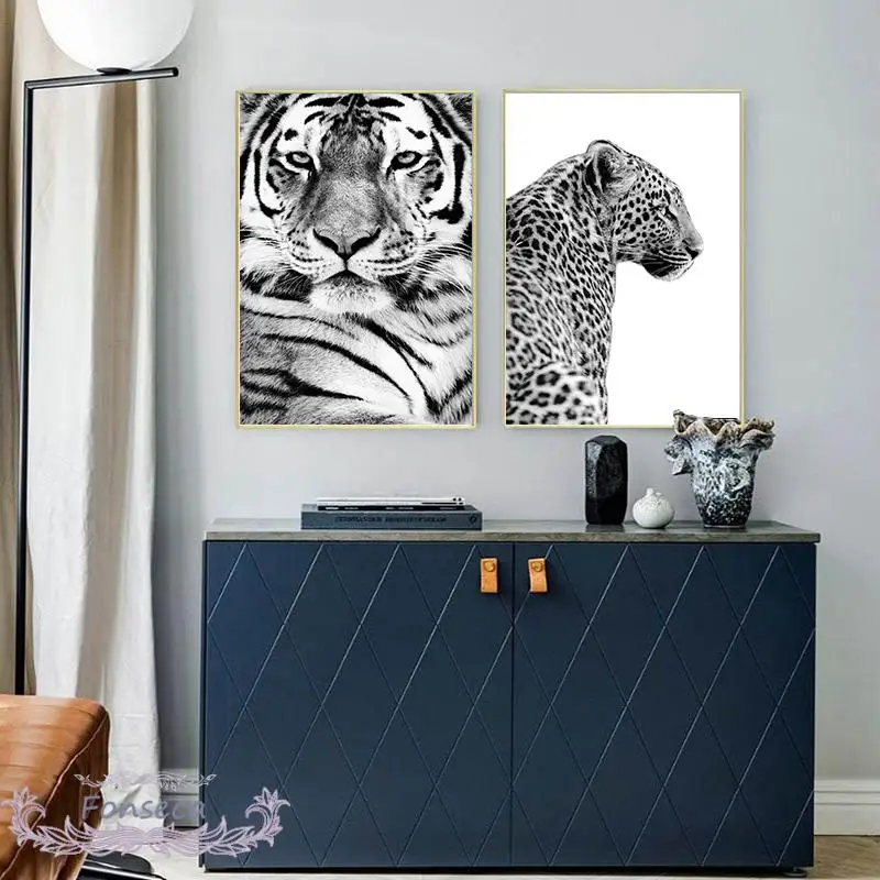 Nordijska Tiger, Leopard Plakat Naravi Zelenih Gozdov Krajine Slap Listnih Platno Stensko Slikarstvo Umetnost Natisni Slike Doma Dekor