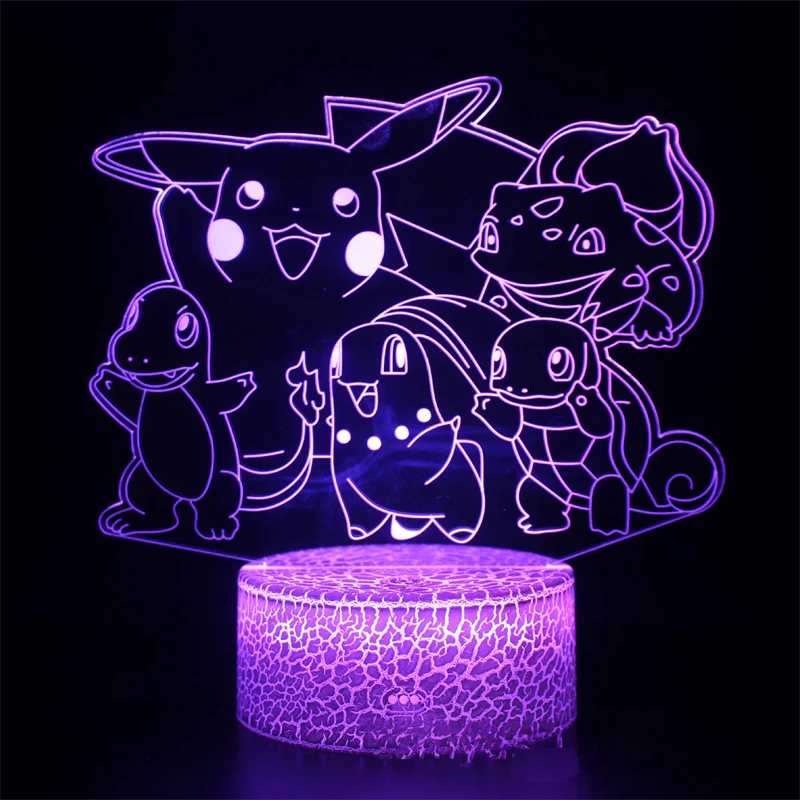 Pokemon 3D Led Noč Ustvarjalni Luči Pikachu Cosplay Anime Številke Barva Spreminja Model Akcija Zbiranja Rojstni dan Otroci Darilo Igrače