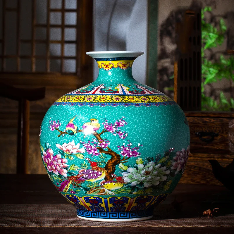Jingdezhen keramične vaze emajl Caragana vaza okraski dnevna soba cvetlični aranžma starodavne Kitajske emajl šipek vaza