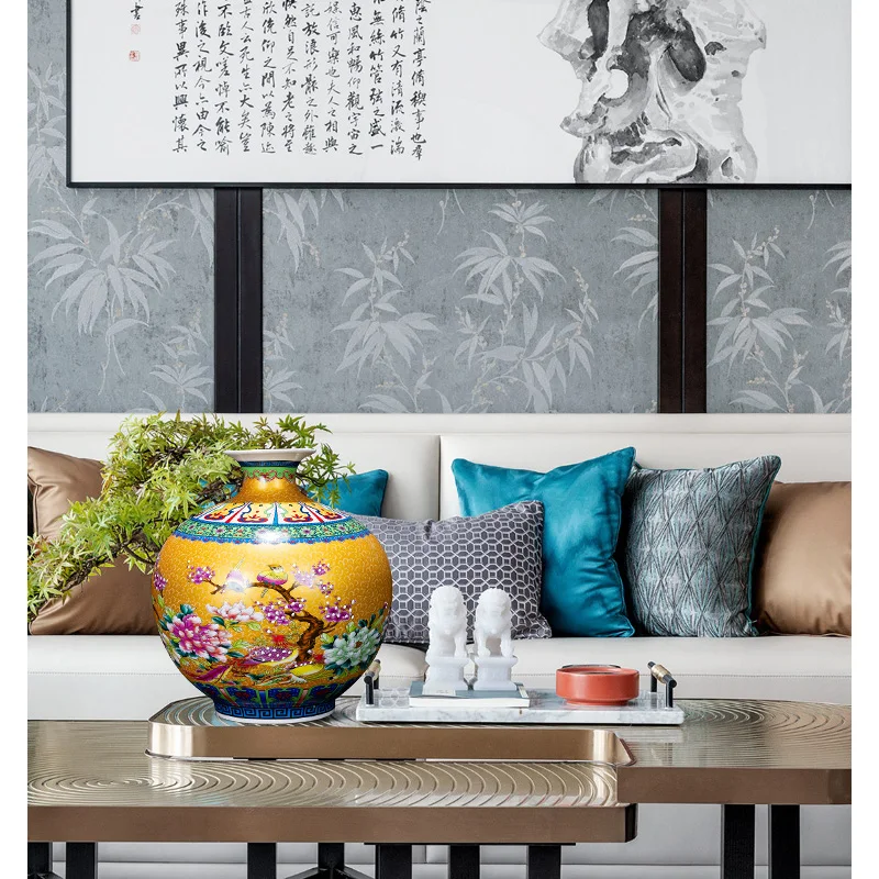 Jingdezhen keramične vaze emajl Caragana vaza okraski dnevna soba cvetlični aranžma starodavne Kitajske emajl šipek vaza