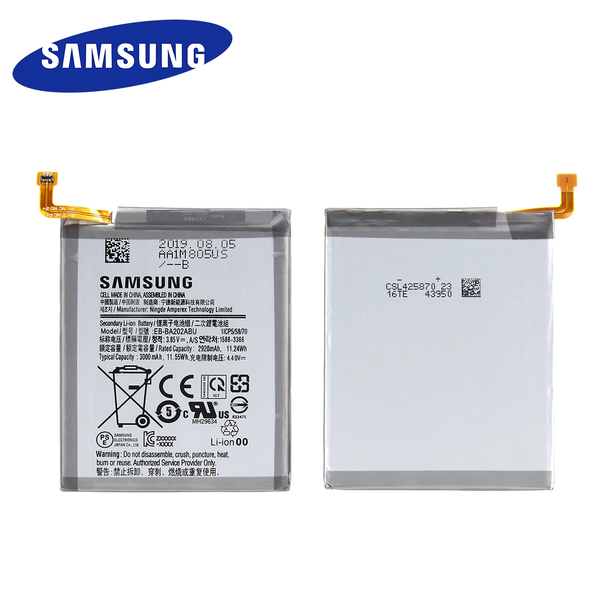 Originalni SAMSUNG EB-BA202ABU 3000mAh Baterija Za Samsung Galaxy A20e A10e A102W A102U A202F SM-A202F/DS SM-A202F Mobilni telefon