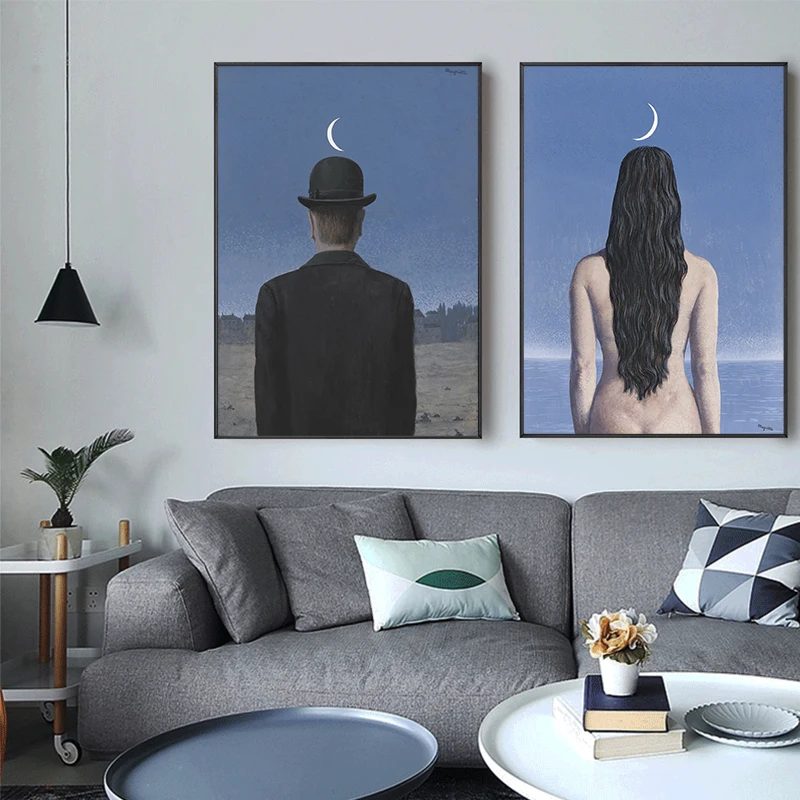 Rene Magritte Umetnik Surrealist Olje, Platno Slikarstvo Skandinavskih Plakatov in Fotografij Wall Art za Dnevni Sobi Doma Dekor Cuadros