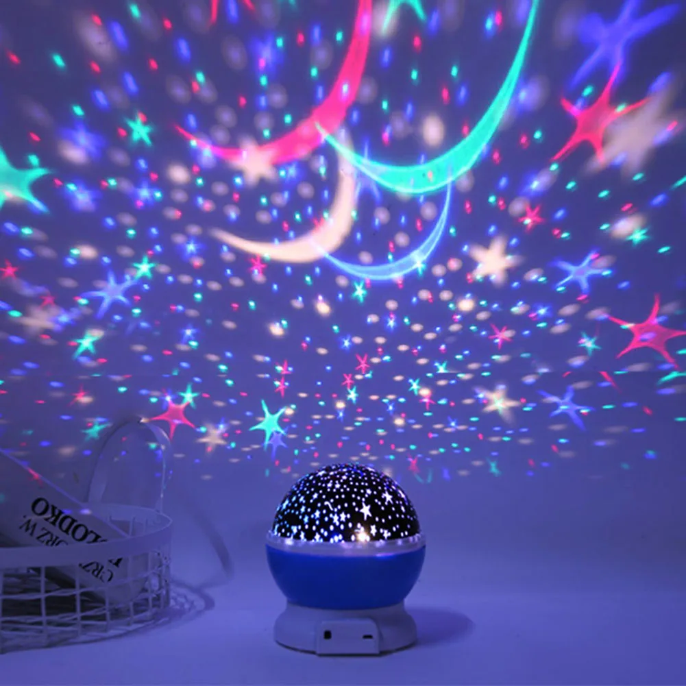 Zvezdnato Nebo Projektor LED Rotating Nočne Luči Otrok Spalnica Dekoracijo Pisane Romantične Projekcija Lučka za Rojstni dan Darila