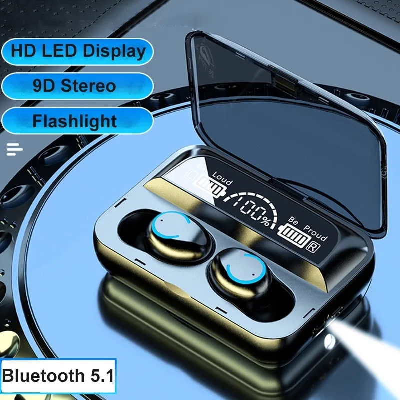 Original TWS Bluetooth 5.1 Slušalke 2000mAh Polnjenje Box F9 Brezžične Slušalke 9D Stereo Šport IPX7 Gaming Čepkov Z Mic