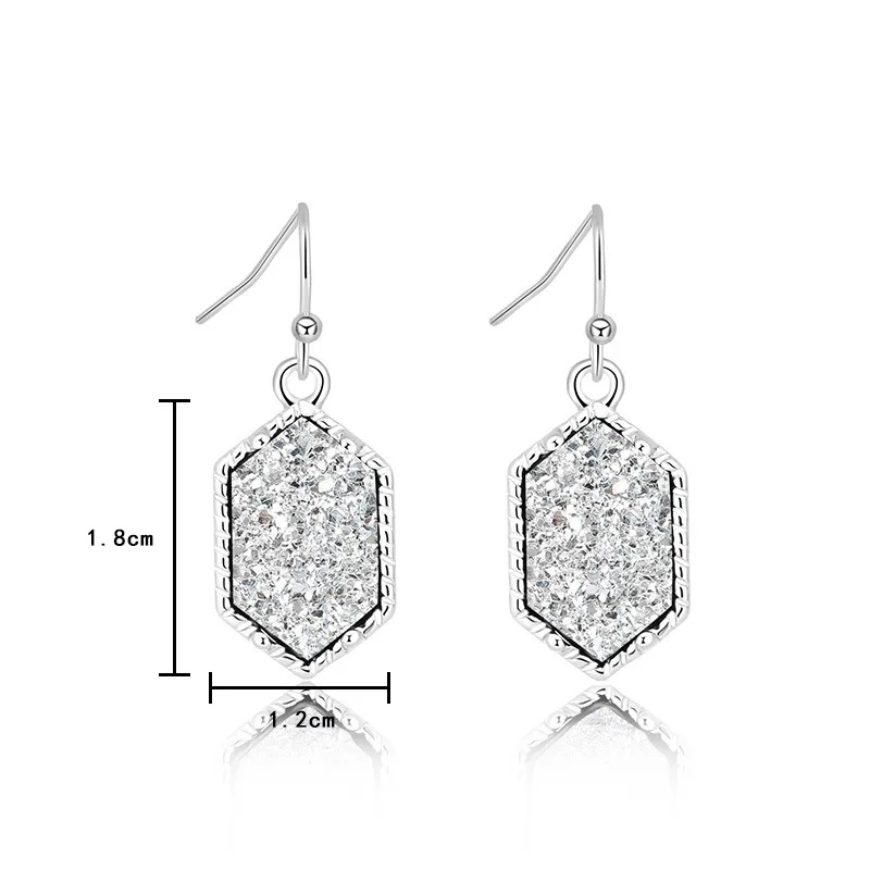 Moda Preprost Diamant v obliki Imitacija Naravnega Kamna Multi-barvni Crystal Grozdov Uhani, Uhani, Nakit, Ženski Uhani