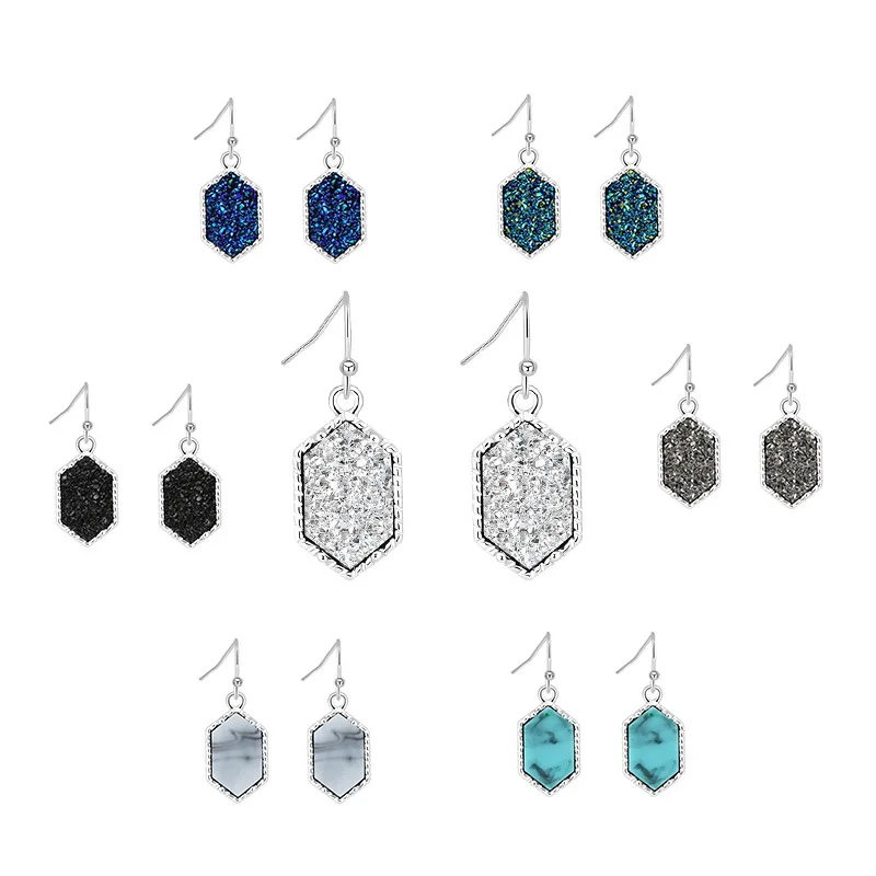 Moda Preprost Diamant v obliki Imitacija Naravnega Kamna Multi-barvni Crystal Grozdov Uhani, Uhani, Nakit, Ženski Uhani