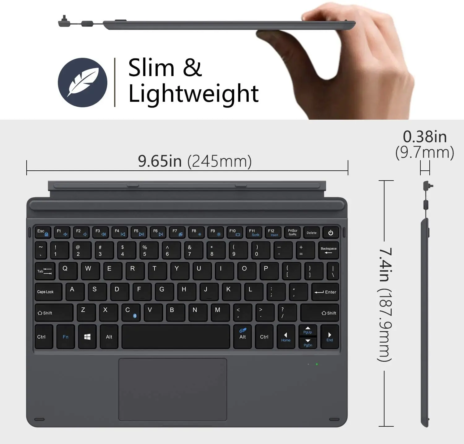 Vrsta Kritje za Microsoft Surface POJDI 10,Ultra-Tanek Prenosni Brezžični Bluetooth Tipkovnica+Touchpad za Površinsko POJDI 1/2 10