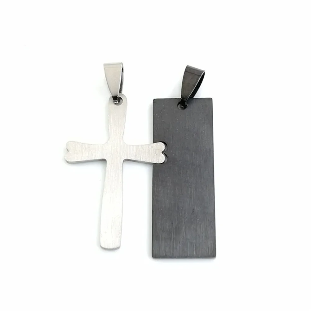 Ujemanje Križ Obesek iz Plemenitega Jekla Pismo, ki je Vgravirana Črno Bel Nekaj Obesek za DIY Nakit, zaradi Česar Srce Vzorec za dodatno Opremo