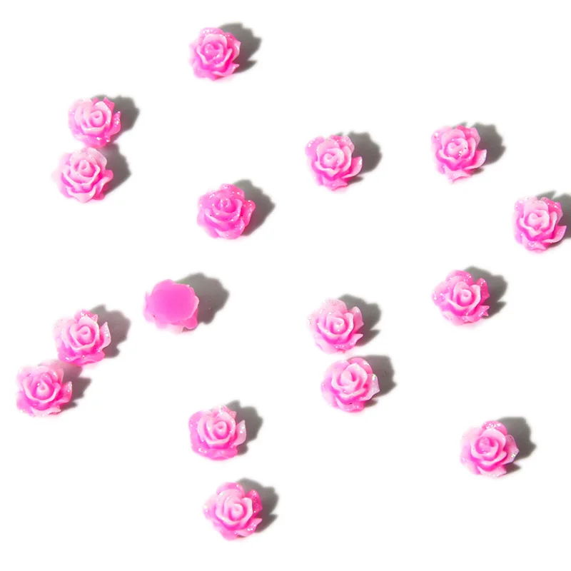 100 kozarcev Drobne rose cvet, barva splattered chrysoprase flatback okraskov oskrbe 100 kozarcev Srčkan Nail Art Smolo Rose Cvet, 6 mm ,HG5
