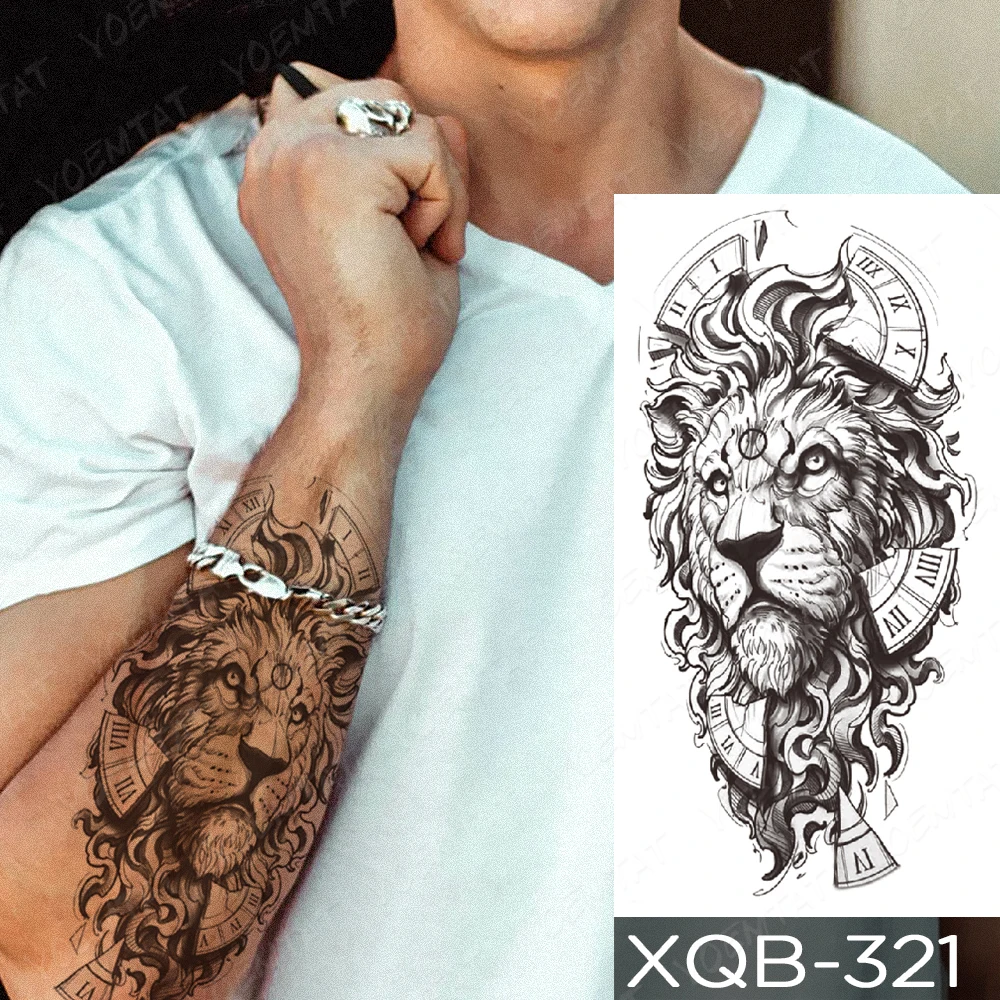 Nepremočljiva Začasni Tattoo Nalepke Lev Volk Krila Fox Tetovaže Križa Molitev Živali Body Art Roko Ponaredek Rokav Tattoo Ženske