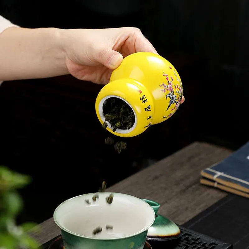 Kitajski Keramični gourd Čaj Caddy Prenosni Zaprti Jar potovanja Čaj Caddy Shranjevanje Začimb za Čaj, Škatle za Bonbone, rezervoar Opremo Doma