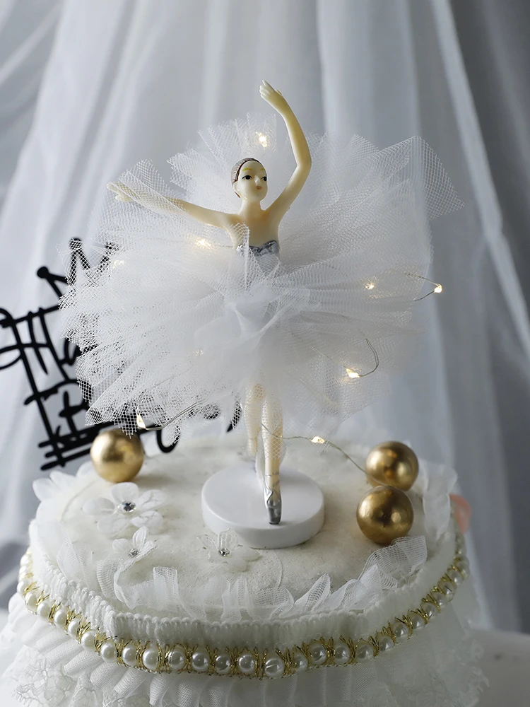 Vesel Brithday White Elegantna Balet Dekleta Dekoracijo Torte Pokrivalo Poroko Neveste in Ženina za Peko Party Supplies Ljubezen Darila