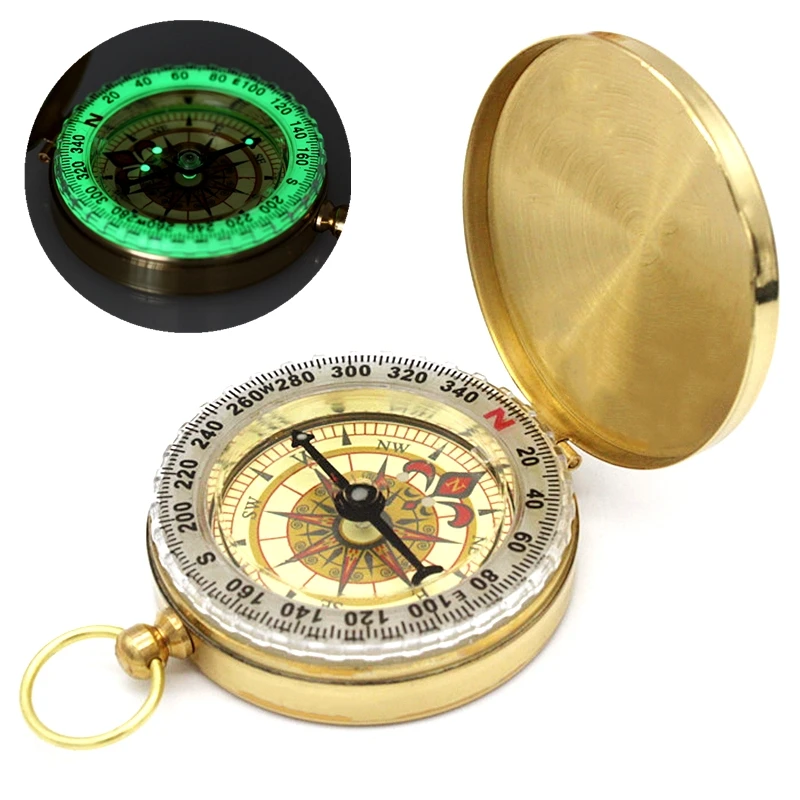 Na prostem Orodja Zlato Barvo Prenosni Kompas Kampiranje, Pohodništvo Žep Medenina, Baker Kompas za Navigacijo z Noctilucence Zaslon
