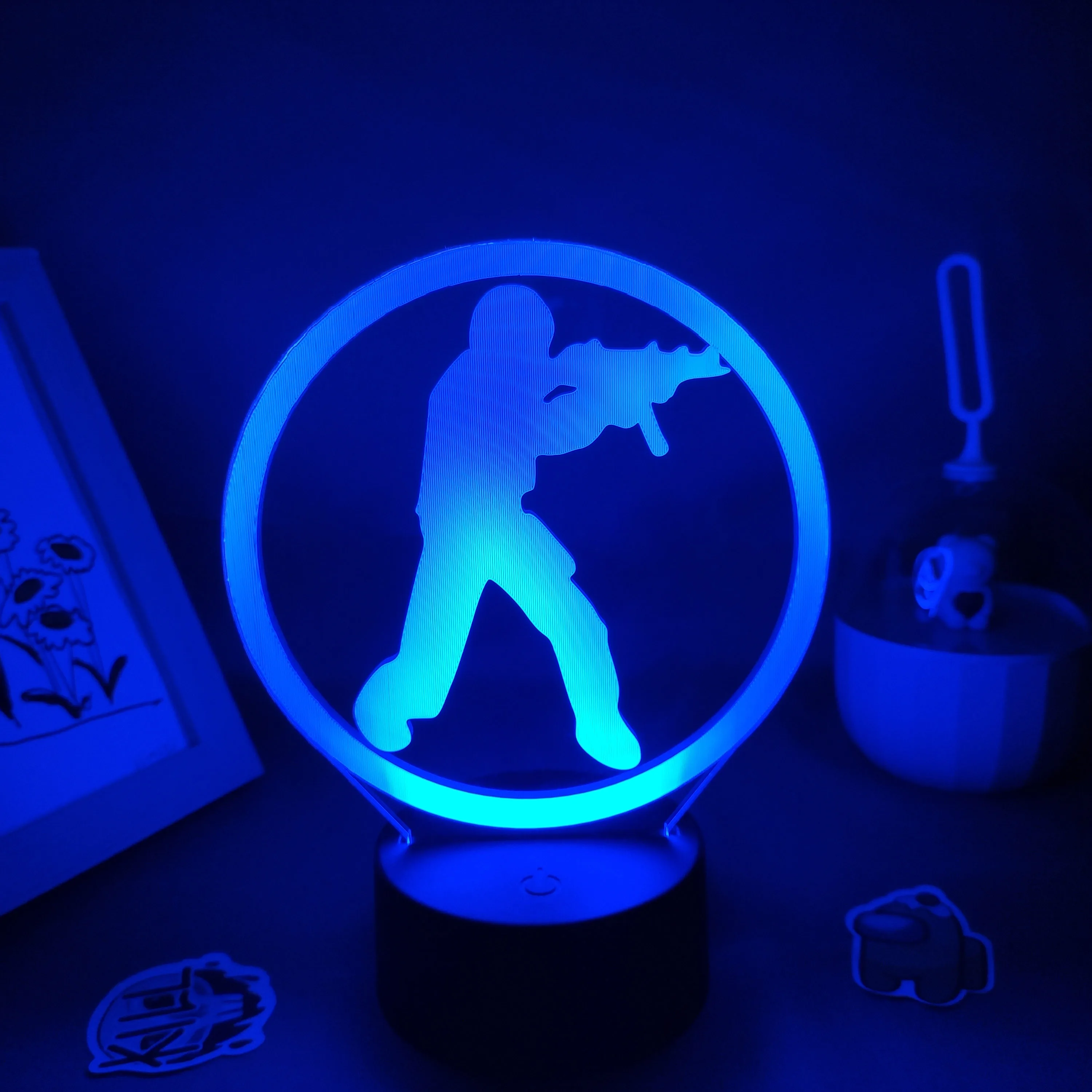 CS POJDI Counter-Strike Igra LOGOTIP Znamke 3D Svetilke Led Neon RGB Nočne Luči Rojstni dan Darila Soba nočno omarico Barvita Dekoracija
