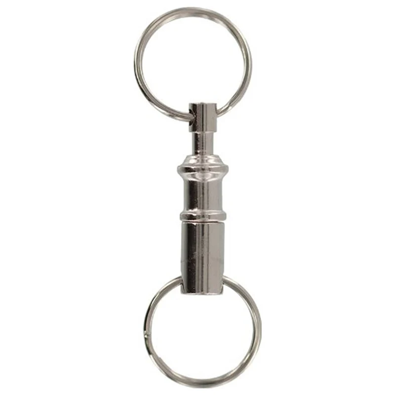 Moda Dvojno Snemljiv Key Ring Snap Lock Nosilec Jekla Kromiran Pull-Apart KeyRing Hitro Sprostitev Keychain