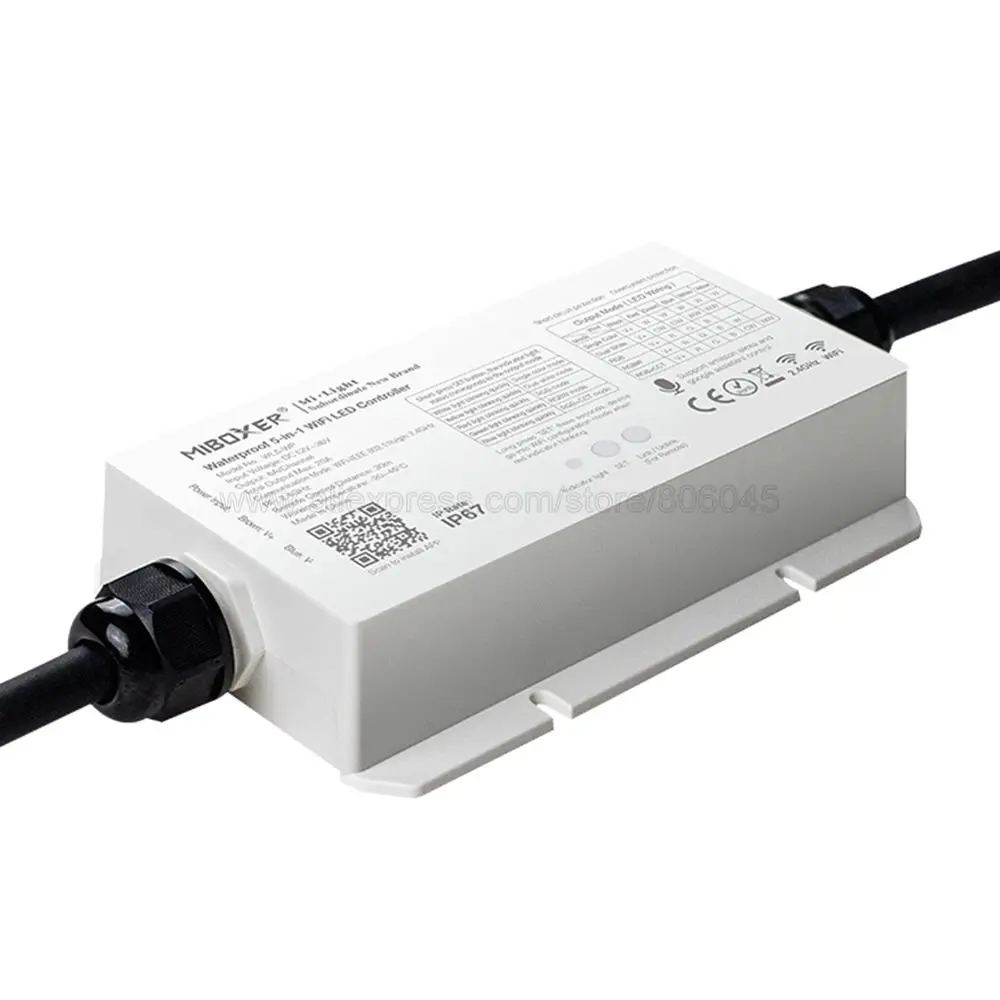MiBoxer WL5-DP IP67 Nepremočljiva 5 v 1 2.4 G WiFi LED Krmilnik DC12-36V 20A za Eno Barvo, Dvojno Belo RGB RGBW RGBCCT Trakovi