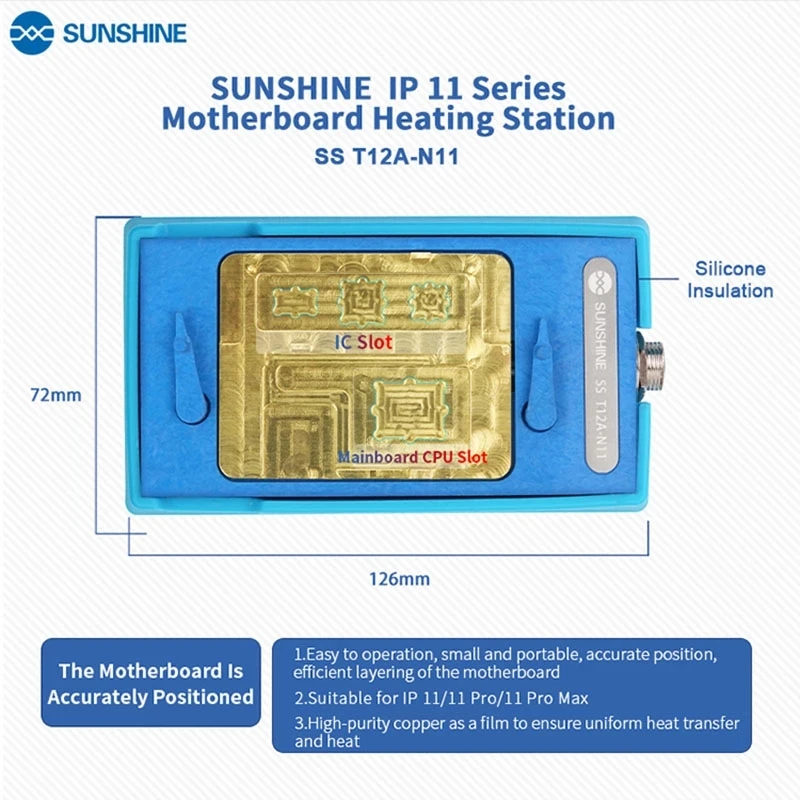 Sunshine SS-T12A Serije Motherboard Spajkanje Pre-ogrevanje Platforma za iPhone X-12 Max Pro/Android/CPU/OBRAZ ID/NAND Popravila