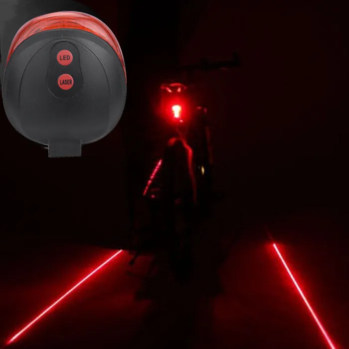 Izposoja Svetlobe Kolesarjenje Kolo Kolo 2 Laser Projektor, Rdeče Svetilke Žarek in 3 LED Zadaj Rep Osvetlitev kolesarske luči kolesa, led svetloba nastavite