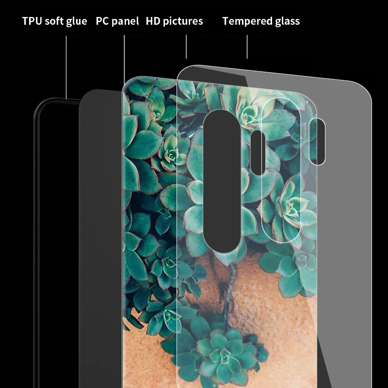 Succulents vitrina Za Xiaomi Redmi Opomba 9S 8T 9 8 7 8A K20 K30 Pro Zoom 6 Kaljeno Telefon Carcasa Capas