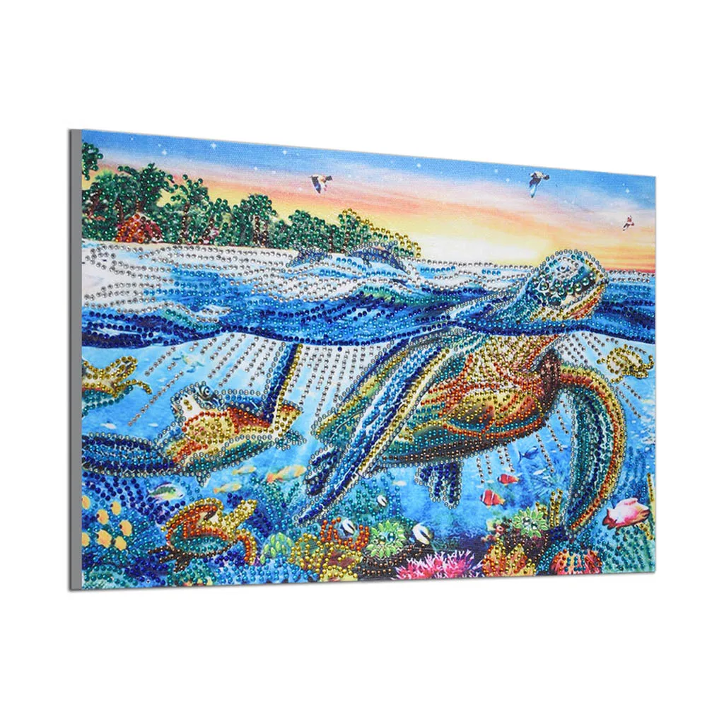 Posebno Oblikovan Diamond Slikarstvo Živali Želv V Morju Kuliso Okrasnih Diamond Vezenje Navzkrižno Šiv Doma Dekor