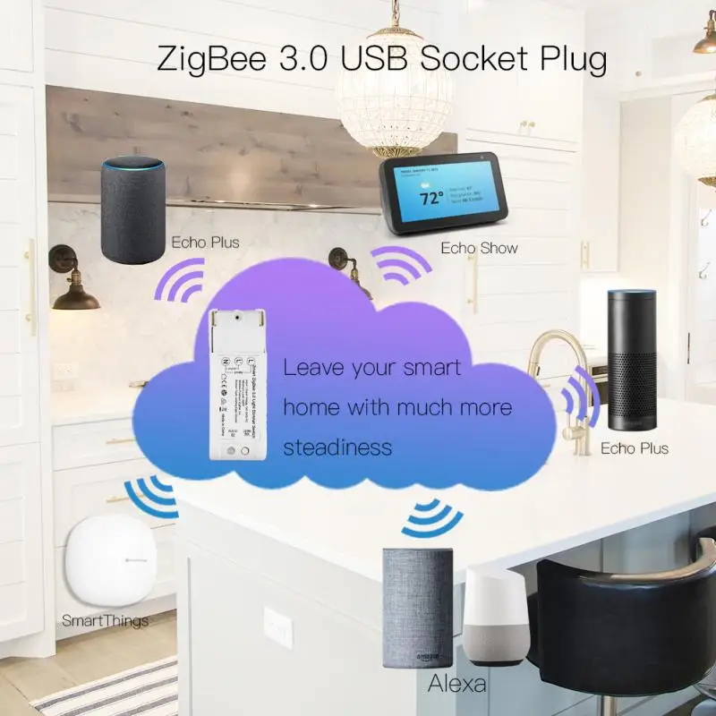 Smart ZigBee 3.0 inline Svetlobe Dimmer Združljiv Z Echo Plus Alexa Amazon
