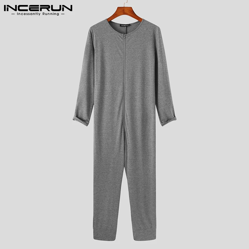 Moške Pižame Jumpsuit Homewear Barva Dolg Rokav Prijeten O Vrat, igralne obleke Zadrgo Prosti čas Mens More Kombinezon INCERUN S-5XL