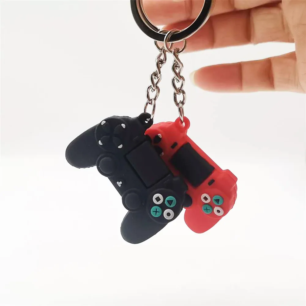 Avtomat Keychain & obesek za ključe Srčkan Gamepad Fant Palčko Ključnih Verige Igralno Konzolo PS4 Keychains Vrečko Avto Visi Ključ Obroč