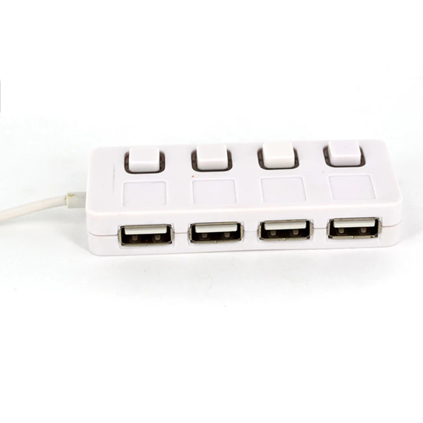 4-Port USB 2.0 Hub z Individualno LED Luči Stikala za Vklop, USB2.0 Cepilec, USB Razširitev centra za U Disk, Card Reader, PC