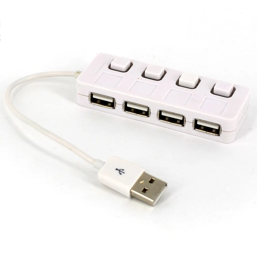 4-Port USB 2.0 Hub z Individualno LED Luči Stikala za Vklop, USB2.0 Cepilec, USB Razširitev centra za U Disk, Card Reader, PC