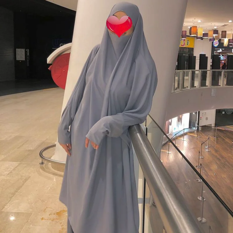 Eid Ramadana Muslimanskih Nastavite Dva Kosa Molitev Oblačilo Nida Abaya Obleka Ženske Jilbab Dolgo Khimar Haljo Tam Kaftan Niqab Islam Dubaj Oblačila