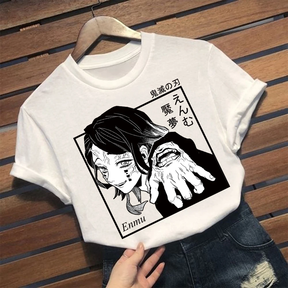 Anime Demon Slayer T Shirt Enmu Kratek Rokav O Vratu Tee Shirt Harajuku T-Shirt Moški Zgornji Deli Oblačil