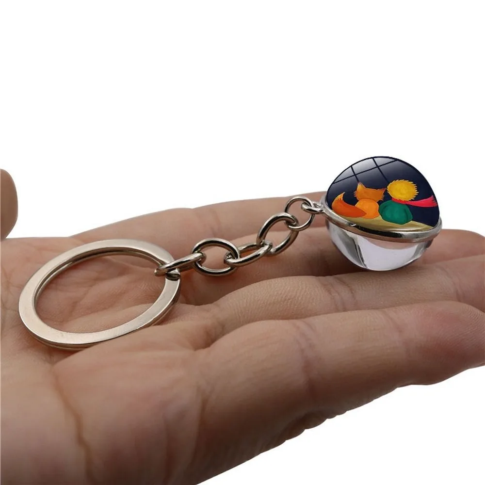 Keychain Dodatki Mali Princ Moda Ustvarjalne Dvo-stransko Steklo Žogo Keychain Nakit Darilo