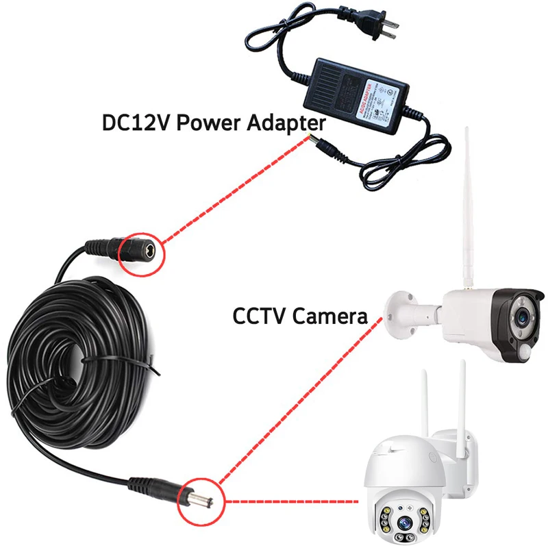 Napajalni Kabel Podaljšek 5 Metrov 16 ft 5.5mmx2.5 Vtičnice Priključek Združljiv z 12V DC Adapter Kabel za CCTV Varnosti IP Kamere