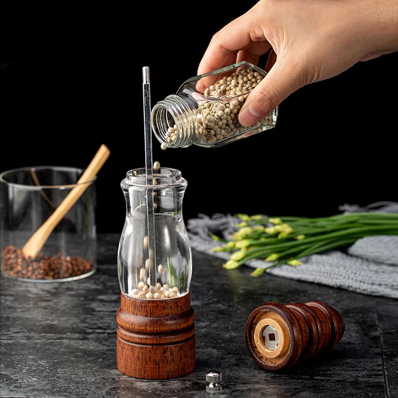 Masivnega lesa mlinček za poper pulverizer poper mlin sol in poper shakers nastavite začimbe steklenico poper škropilnica kitchen spice jar