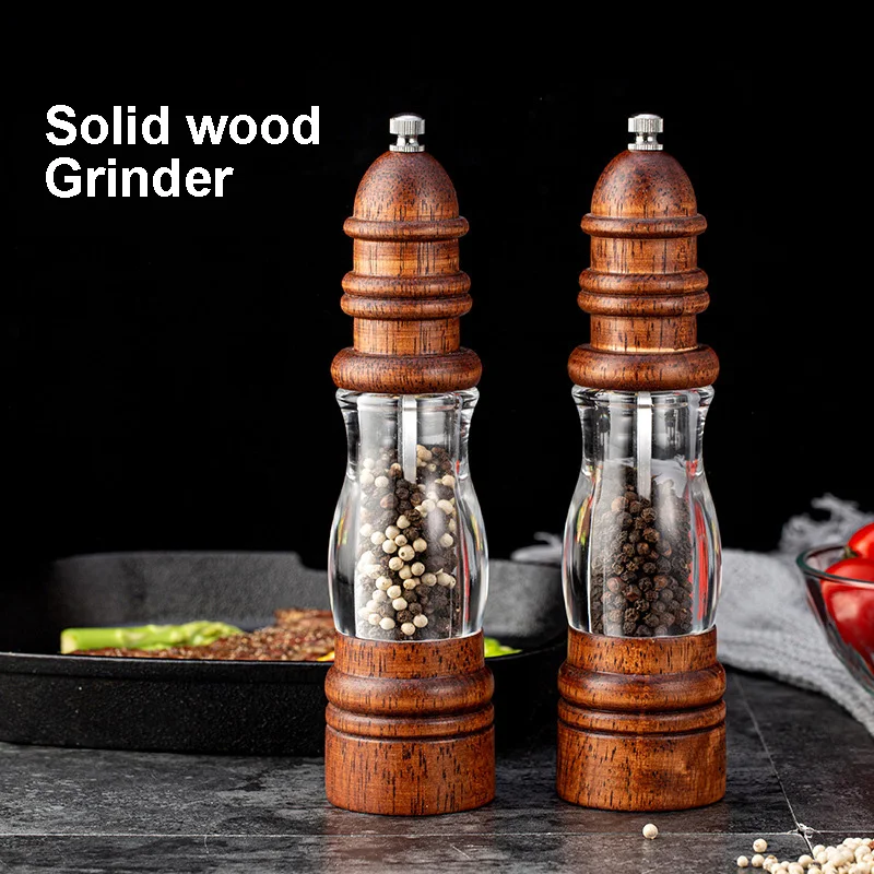 Masivnega lesa mlinček za poper pulverizer poper mlin sol in poper shakers nastavite začimbe steklenico poper škropilnica kitchen spice jar