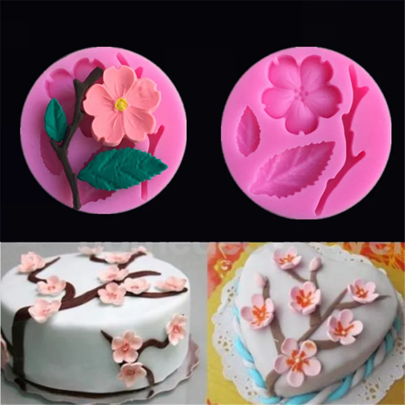 Silikonski Torto Plesni 3D Breskov Cvet Bakeware Čokoladni Bonboni Pekač Pecivo Kalupov Za Slaščice Torta Dekoraterstvo Orodje