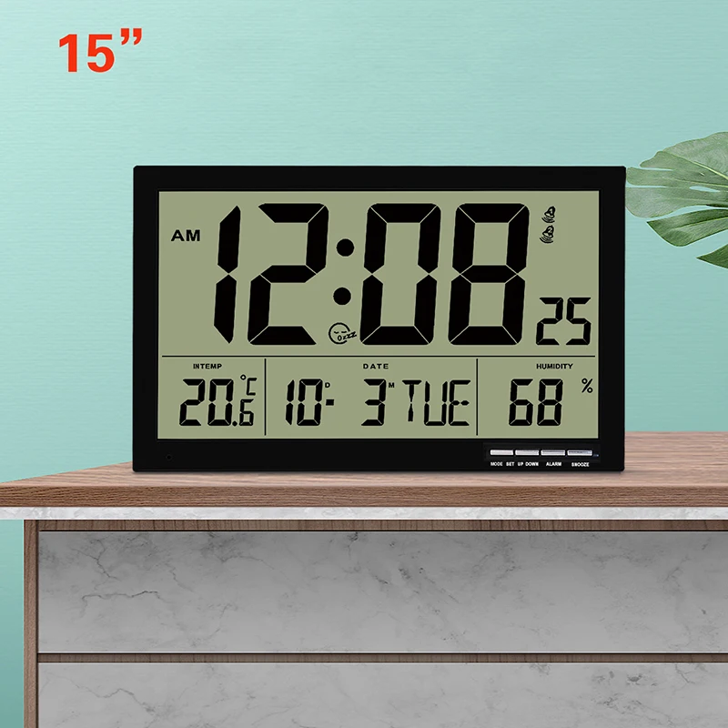JIMEI H811H Digitalne Stenske Ure Velik LCD Zaslon Velik Mestno Alarm Temperatura Koledar Za Gospodinjstvo/Pisarniško Uporabo