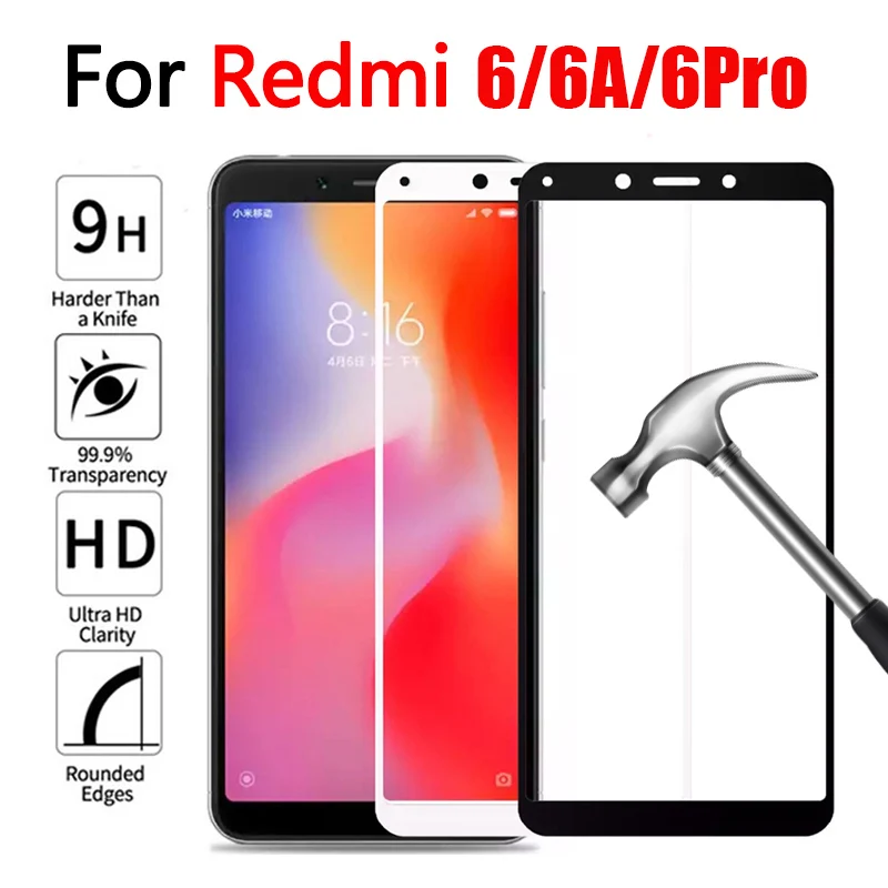 Zaščitno Steklo Za Xiaomi Redmi 6 pro 6A, Kaljeno steklo na Redmi6pro redmi6a Screen Protector xiomi rdeče mi 6pro Kaljenega Film