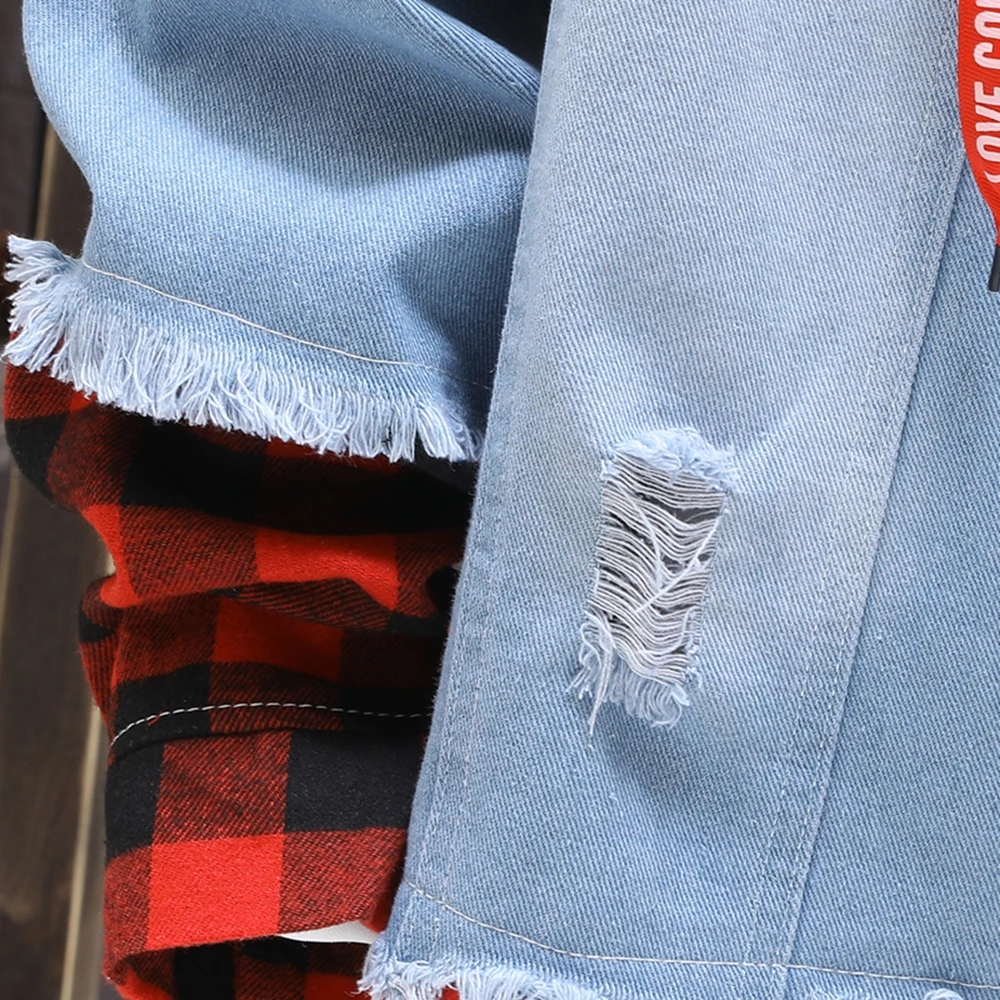 Chaqueta de mezclilla con una hilera de botones par hombre, chaqueta neuradnih, a la moda, con capucha rasgada, entallada, 2021