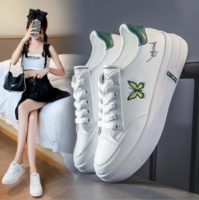 2020 poletje jesen odbor čevlji Ženske superge za ženske povečanje metulj priložnostne čevlji dekleta beli čevlji dodaj volne čevlji