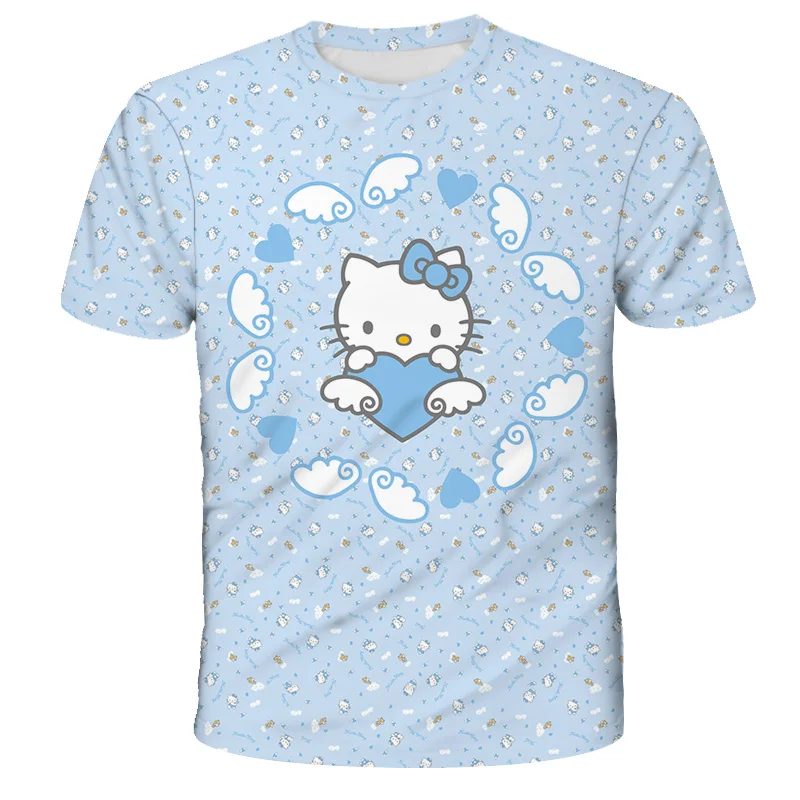 2021 Dekle Poletnih Oblačil Kitty Cat Natisnjeni Otroško Oblačila T-Shirt Smešno Dihanje Dekleta Vrhovi Srčkan Risanka Kratkimi Rokavi Otroci