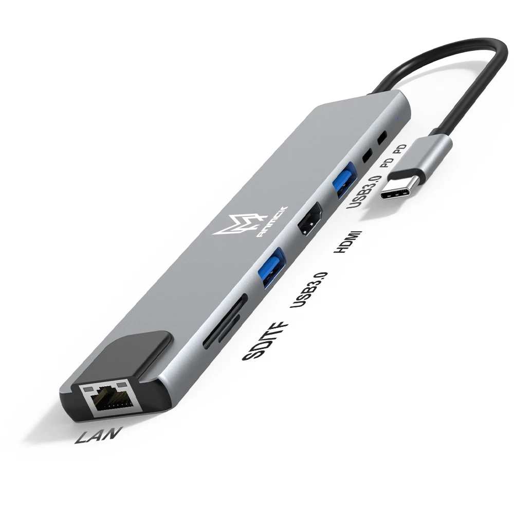 Anmck USB C SREDIŠČE za HDMI Adapter RJ45 1000M/s Card Reader USB 3.0 PD 100W Vrste C, priključna Postaja Za Macbook Pro Površine iPad