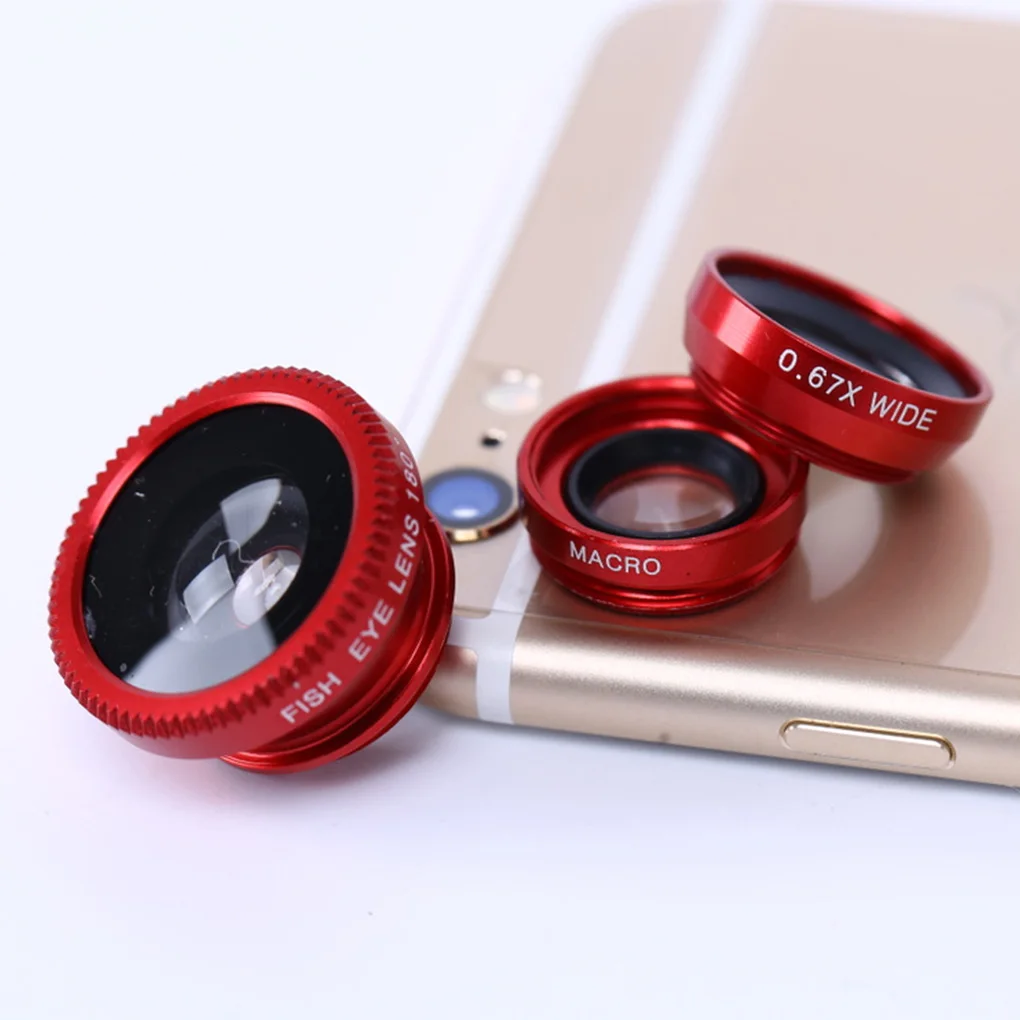 3 V 1 širokokotni Ribe Objektiv Fotoaparata Kompleti Fisheye Leča za iPhone Xiaomi Huawei Makro Splošno Podpirajo Vsi Mobilni Telefoni