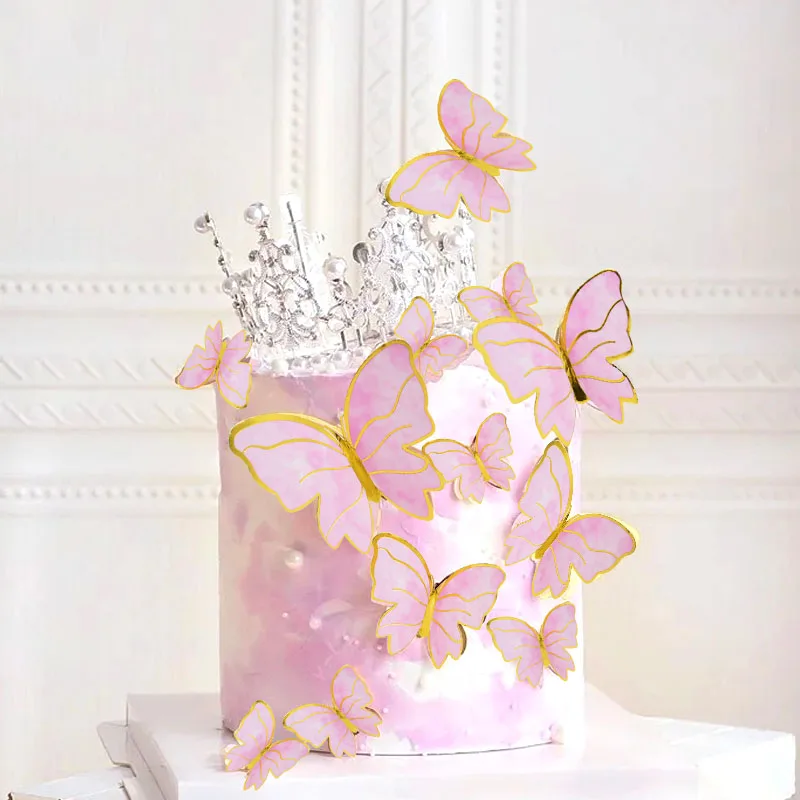 20Pcs Metulj Torto Pokrivalo Happy Birthday Cake Pokrivalo Za Poroko Baby Tuš Otroci Rojstni dan Torta Decor Dobave Sladica Pokrivalo
